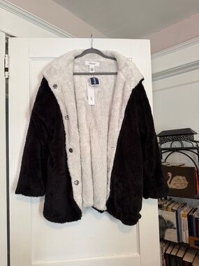 Workshop Teddy Coat in Black & Cream